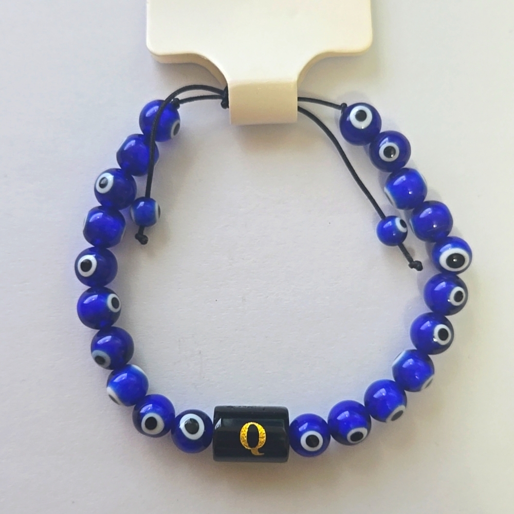 Evil Eye Gem Stone Bracelet Letter Q